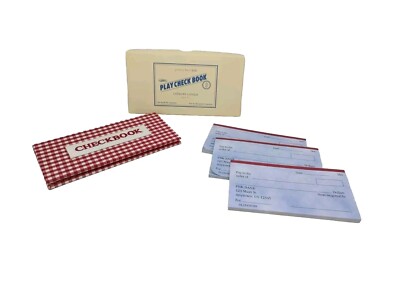 Pottery Barn Kids Red Checkered Checkbook Cover 3 Packs of Checks Teach Banking