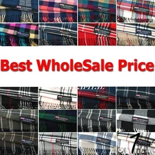 Wholesale Lot Women Men Winter Warm 100% Cashmere Scotland Plaid Scarf Wrap Soft
