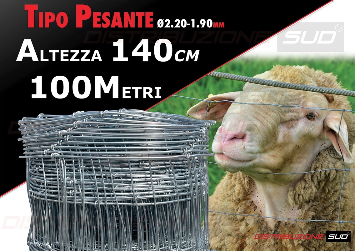 RETE PASTORALE MAGLIA DECRESCENTE ANNODATA MAGLIA STRETTA ALTEZZA 140 METRI 100