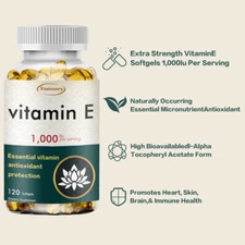Vitamin E Capsules 1000IU - for Hair Skin Nail, Face Health, Immune Support