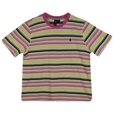 Volcom Girl's Yellow  Pink Multicolour Striped S/S T-Shirt S01 