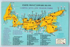 1968 Prince Edward Island Canada Camping Sites & Trailer Parks Map View Postcard