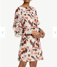 ANN TAYLOR  MULTICOLOR SHEER LONG SLEEVES CAREER CASUAL DRESS SIZE: 0 NWT$120