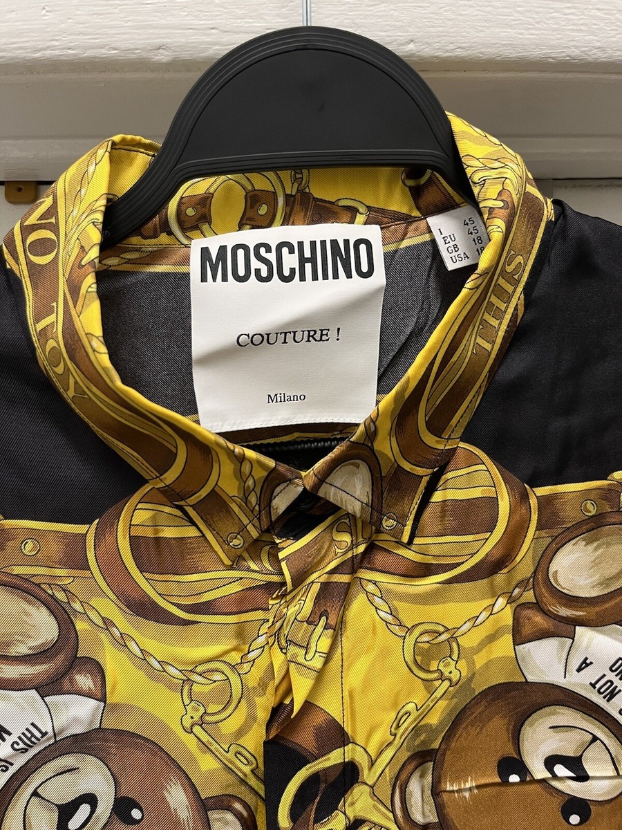 Moschino Long Sleeve Shirt Size 18 Silk Scarf Yellow And Black Teddy Bear Print | eBay Moschino Long Sleeve Shirt Size 18 Silk Scarf Yellow And Black Teddy Bear Print | eBay