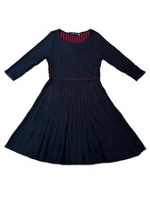 Nina Leonard Black & Red Fit & Flare Knit Sweater Dress EUC Size Petite M