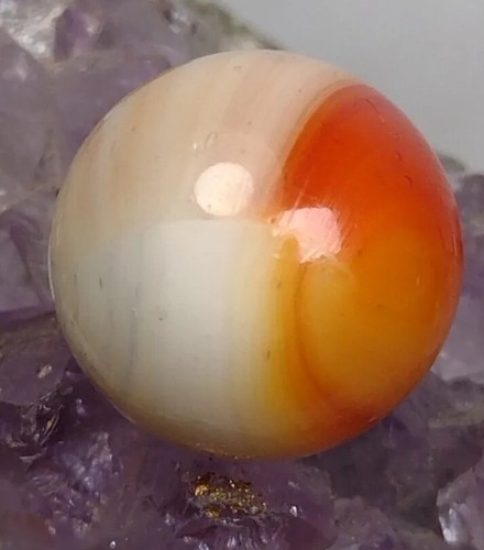 NM+ Orange & White Rainbow Patch Vintage Marbles .63" Vitro Akro Glass TOY 🔥 - Foto 4 di 12