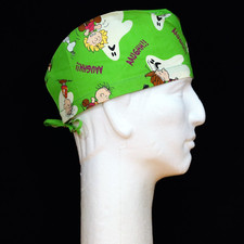 Peanuts Gang Snoopy Halloween Aaughh theme green scrub hat