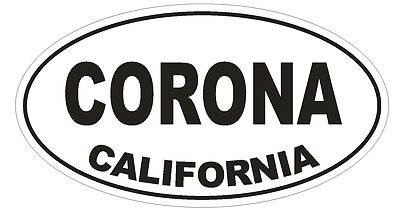 Corona California Oval Bumper Sticker or Helmet Sticker D2789 Euro Oval