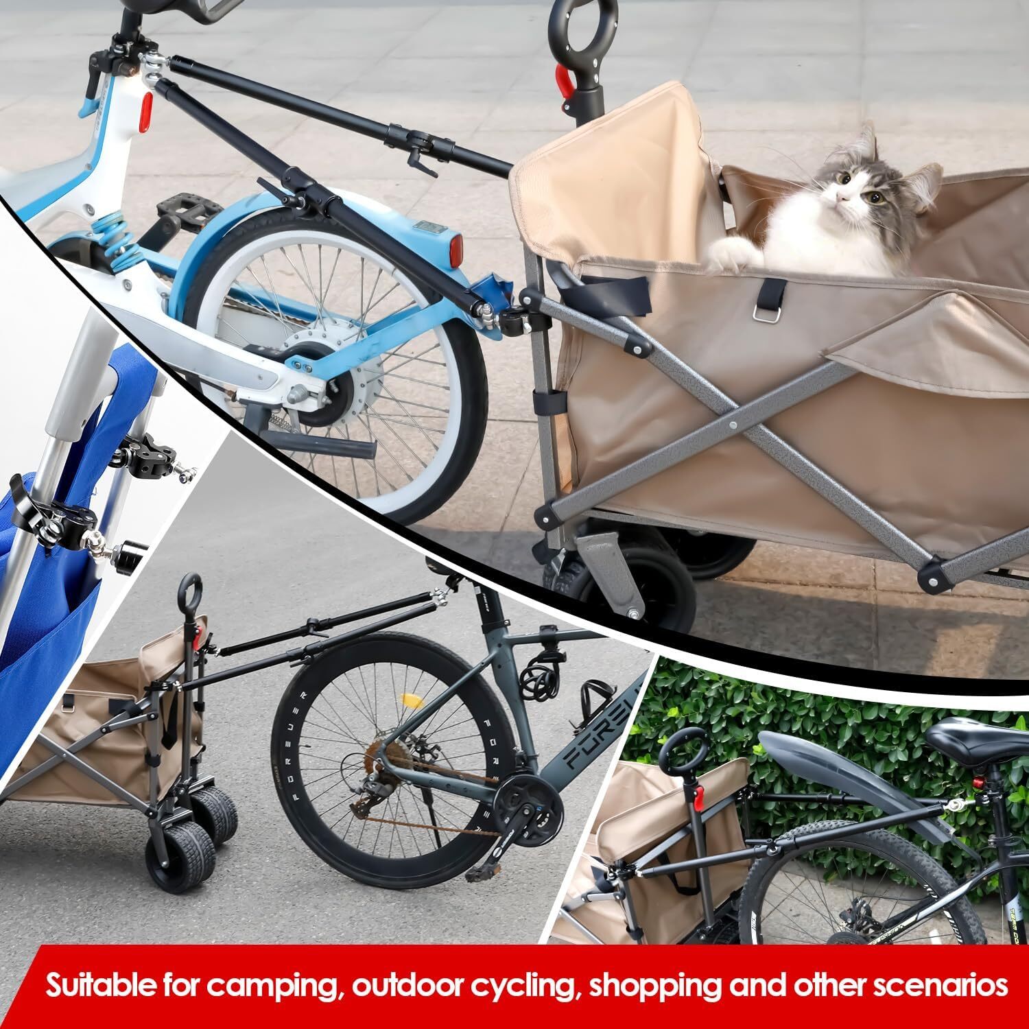 Bike Trailer Hitch Connector, Universal Portable Folding Bicycle Trailer