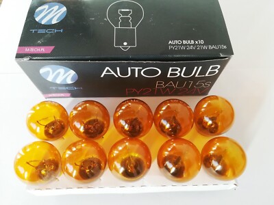 30 Stück M-Tech Glühlampe Kugellampe amber 24V 21W PY21W BAU15s LKW Bus  M936h