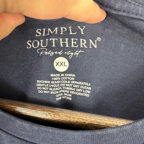 Simply Southern Long Sleeve T Shirt Men XXL Vintage Wash Cotton Coastal Preppy - Picture 4 of 6