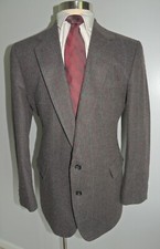 MEN'S HAGGAR BLACK/GRAY CHECK WOOL BLEND 2 BUTTON SPORT COAT SIZE 46L