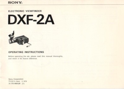 SONY - DXF-2A - Operating Instructions for view finder - B8039