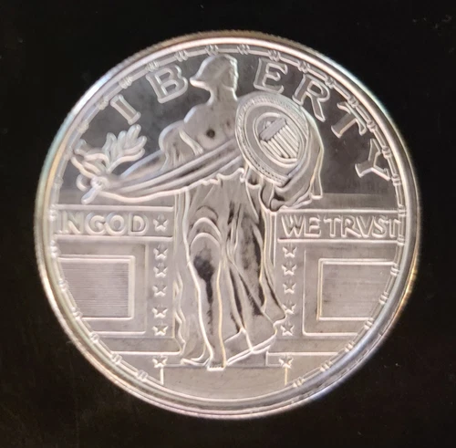Standing Liberty Quarter Design USA Vtg Bullion-999 Silver 1 Oz Ounce Round Coin
