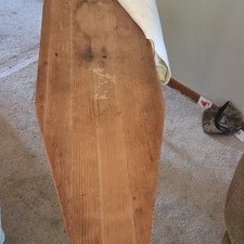 Vintage Wooden Foldable Ironing Board with Animal Print Cover, Antique Style