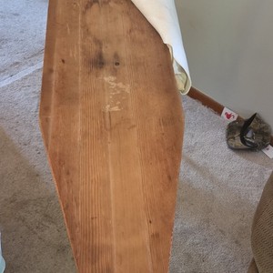 Vintage Wooden Foldable Ironing Board with Animal Print Cover, Antique Style