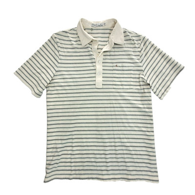 Criquet Retro Inspired Golf Polo 100% Organic Cotton Smooth Knit Green Stripe XL
