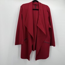 IC Jacket Womens 3X Plus Red Knit Waterfall O...