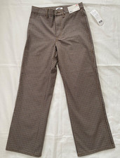 Uniqlo U Womans Wide Leg Brown Plaid Pattern Straight Pants Size 8 NWT