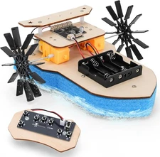 RC Boat, Building Kit for Kids Ages 8-12, Paddle Boat, STEM Science Kit for Boys