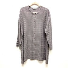 Masai Women Taupe Striped Oversized Long Sleeve Button Front Tunic Cardigan M
