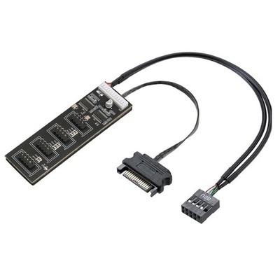 9Pin USB Header Male 1 to 4 Female Extension Cable with SATA Power for RGB Light
