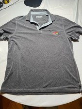 Tommy Bahama Polo Shirt Men M Gray Striped Short Sleeve Logo