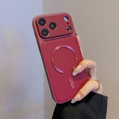 Mag Safe Case Leather Cover for iPhone 16 15 14 13 Pro Max Air Turnto 17 Pro Max