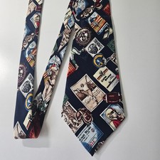 NFL Necktie 100 Silk Men  s Vintage Nicole Miller Football Team 4''x56'' Navy