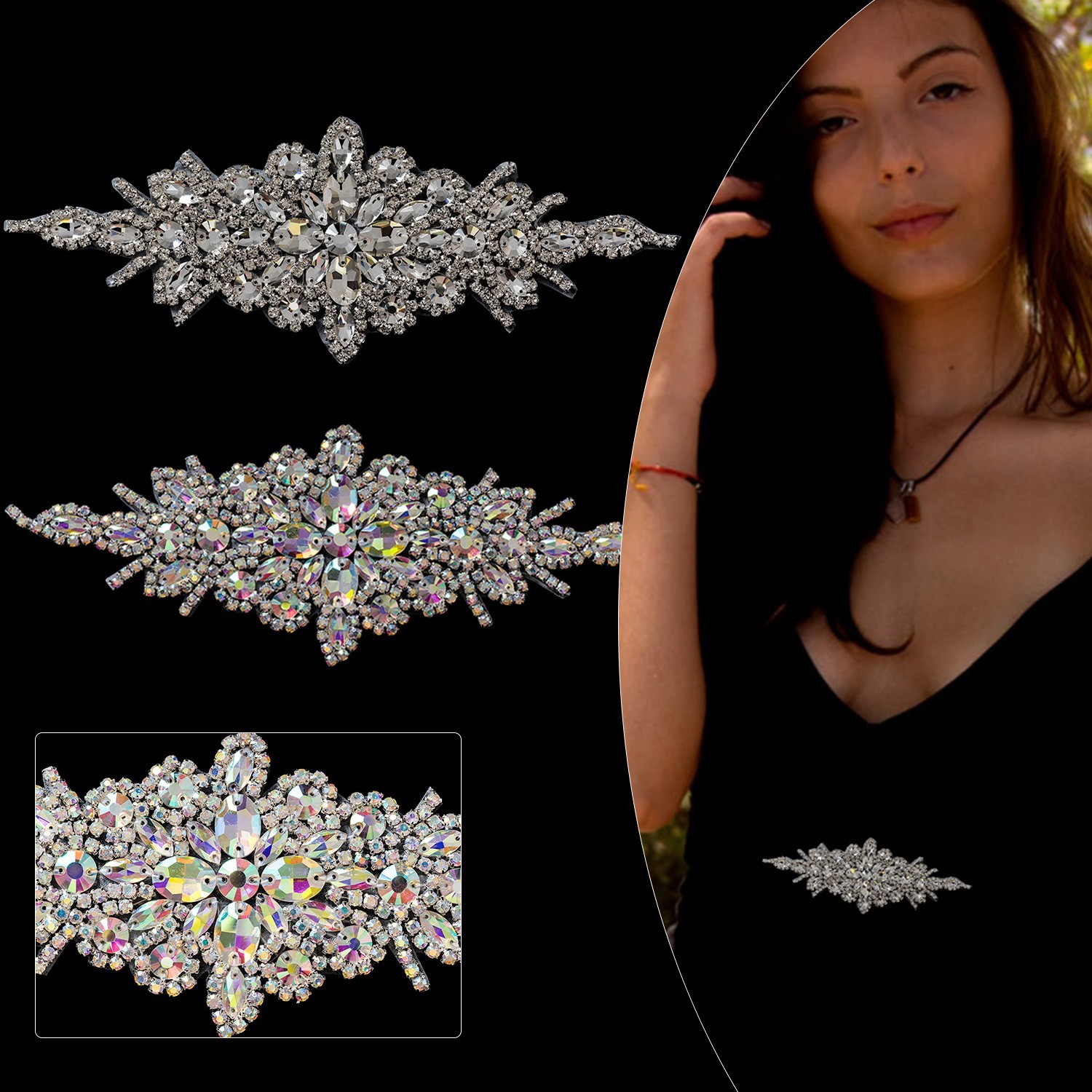 Boda Estrás Motivo Parche Diamante Aplique para Vestido de Novia Vestido Disfraz