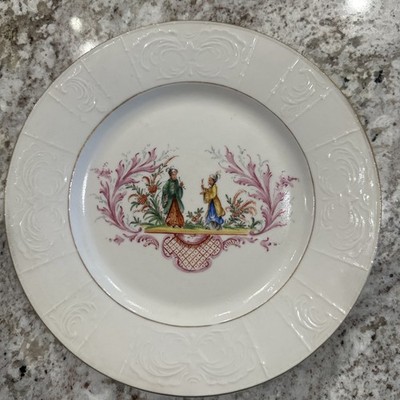 SP Dresden Porcelain Chinoiserie Hand Painted Dinner Plate 9 1/2 