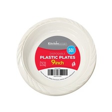 100 Disposable Plates Heavy Duty White Plastic Plates Reusable Microwave Safe