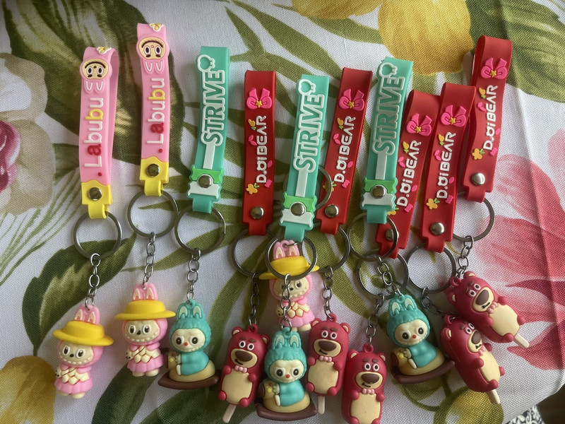 Labubu Character Keychains Lot of 10 Multicolor Plastic Detachable Keyring