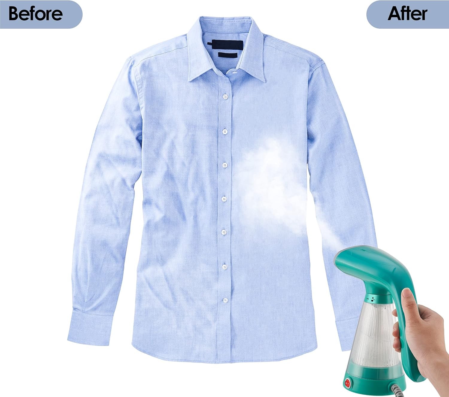 True & Tidy Hand Held Steamer with Stainless Steel Nozzle, Teal