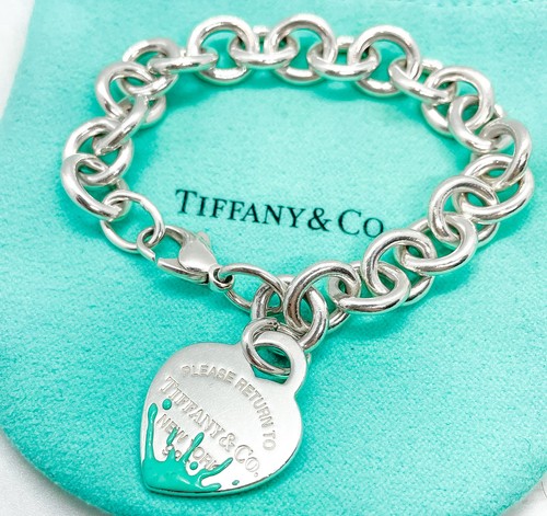 Tiffany & Co Return to Tiffany Blue Enamel Splash Heart Tag Bracelet 6.25"