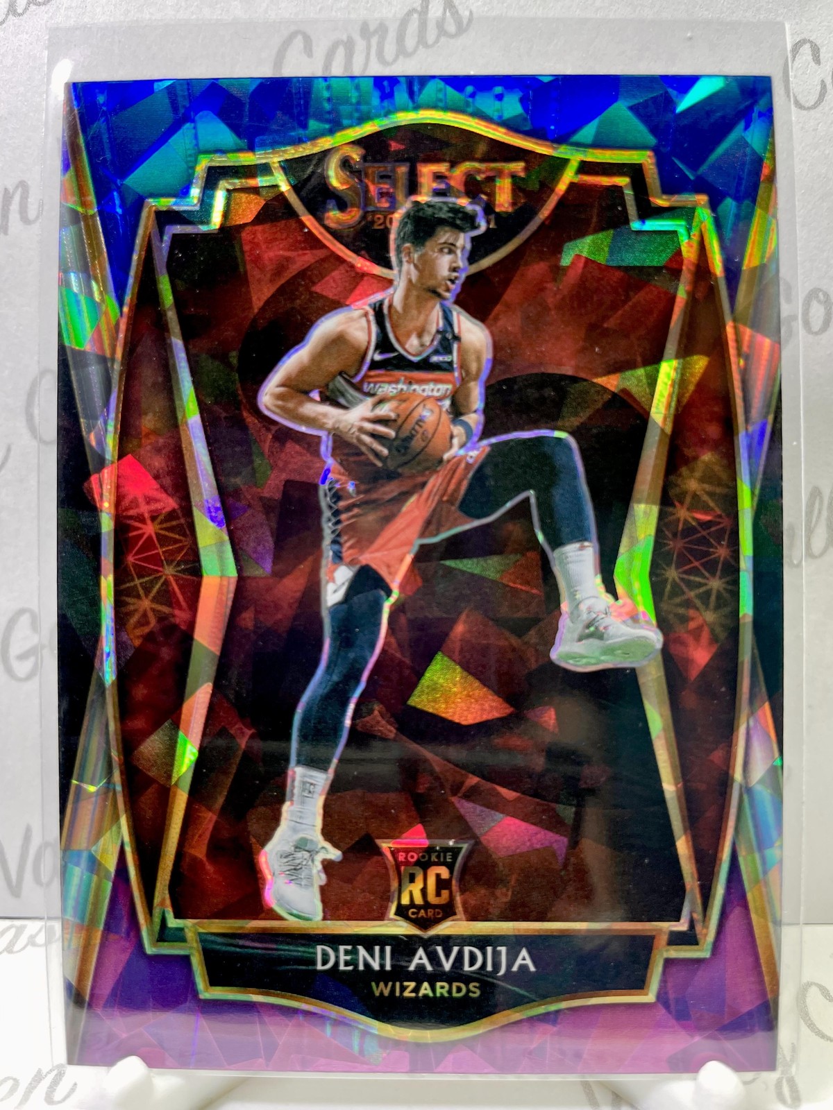 2020-21 Select Blue White Purple Cracked Ice #180 Deni Avdija Rookie RC Wizards