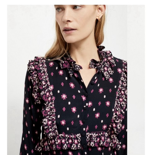 Free People Calico Skies Midi Prairie Dress Black and Purple Floral Size Small - Picture 5 of 7