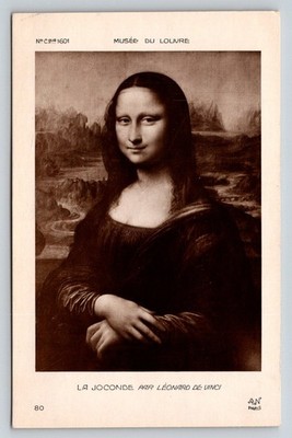 Mona Lisa La Joconde Louvre Museum Paris France Vintage Photo Postcard