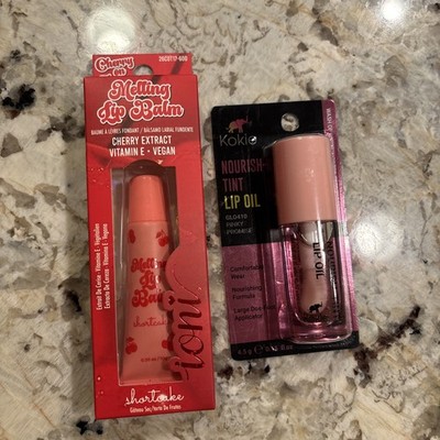New Kokie Nourish-Tint Lip Oil Pinky Promise & Ioni Melting Lip Balm Shortcake
