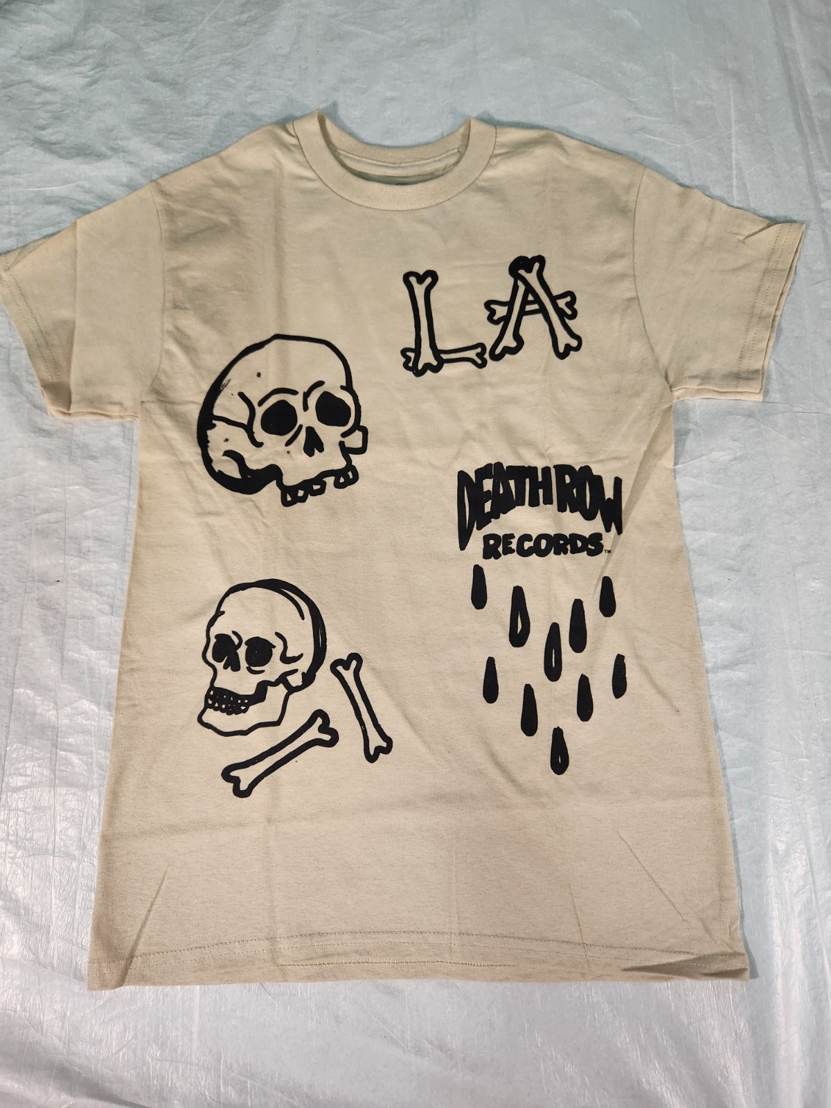 FILA Nuova T Shirt Death Row Records Logo Teschio Bianco Beige Nero Grafica Uomo Small S