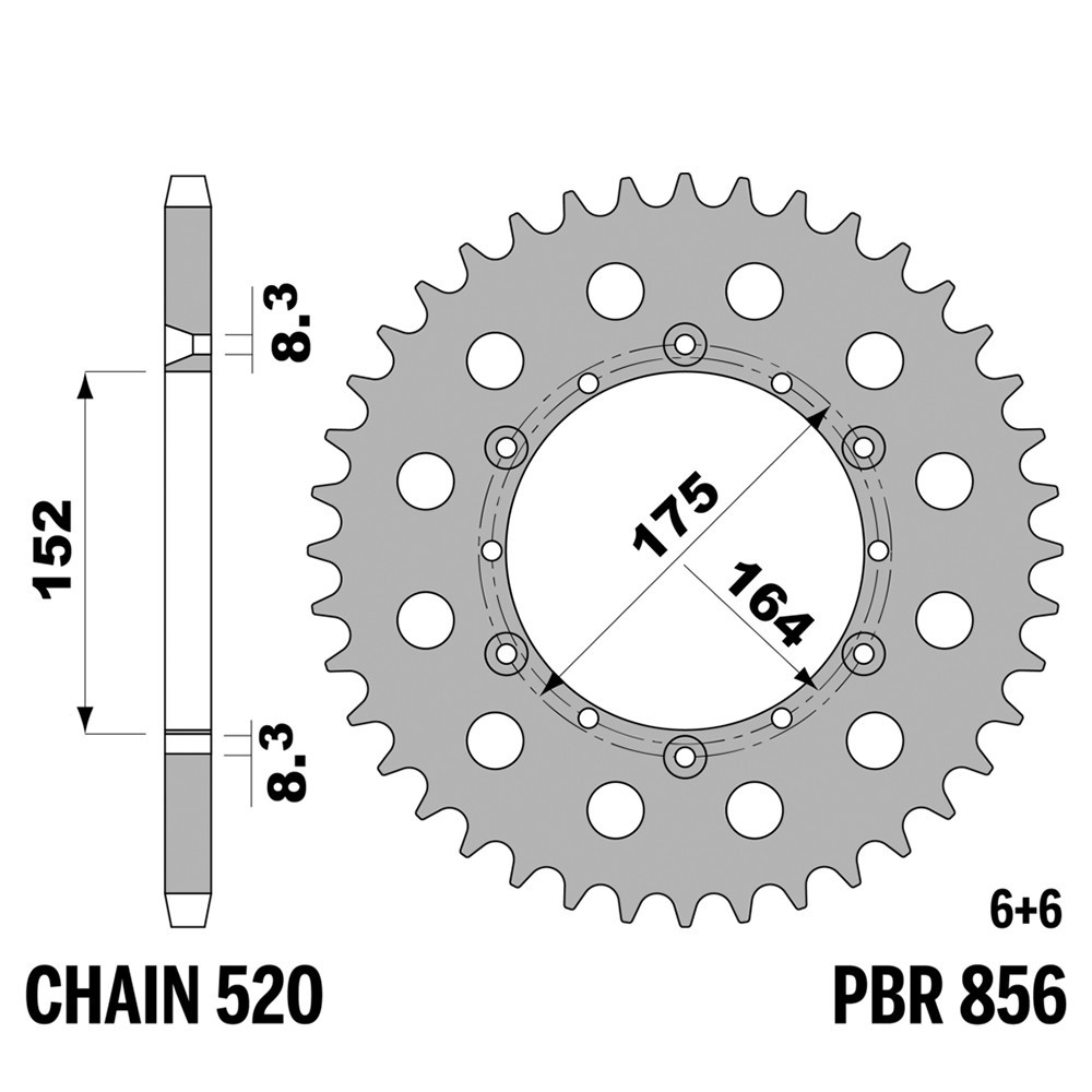 Pignon arrière PBR Ergal 51 dents pas 520 haute résistance YAMAHA YZ250