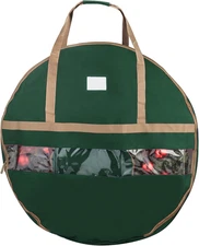 Wreath Storage Container - Canvas Bag with Clear Window and Handles Holds 48-Inc