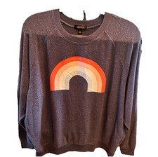 Wildfox Rainbow Graphic Sweatshirt Women s Size Large NWOT Cozycore Kidcore