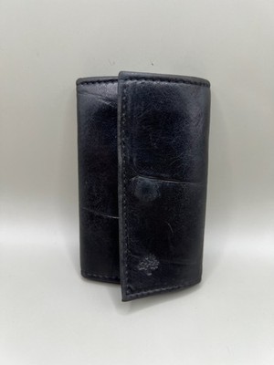 Mulberry England Schlüsseletui Geldbörse 6 Haken schwarz Krokoleder dreifach faltbar