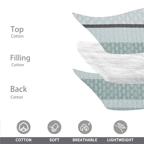 King Size Quilt,Cotton King Size Comforter Set,Mint Green Grey Bedding - Picture 5 of 7
