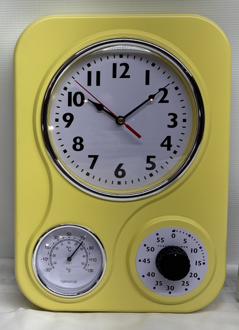 Lily'S Home Retro Kitchen Wall Clock, with a Thermometer and