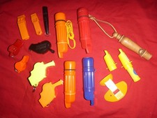 16 Vintage Whistles Survival Whistle w Compass Storage Extra Loud Alert Plastic