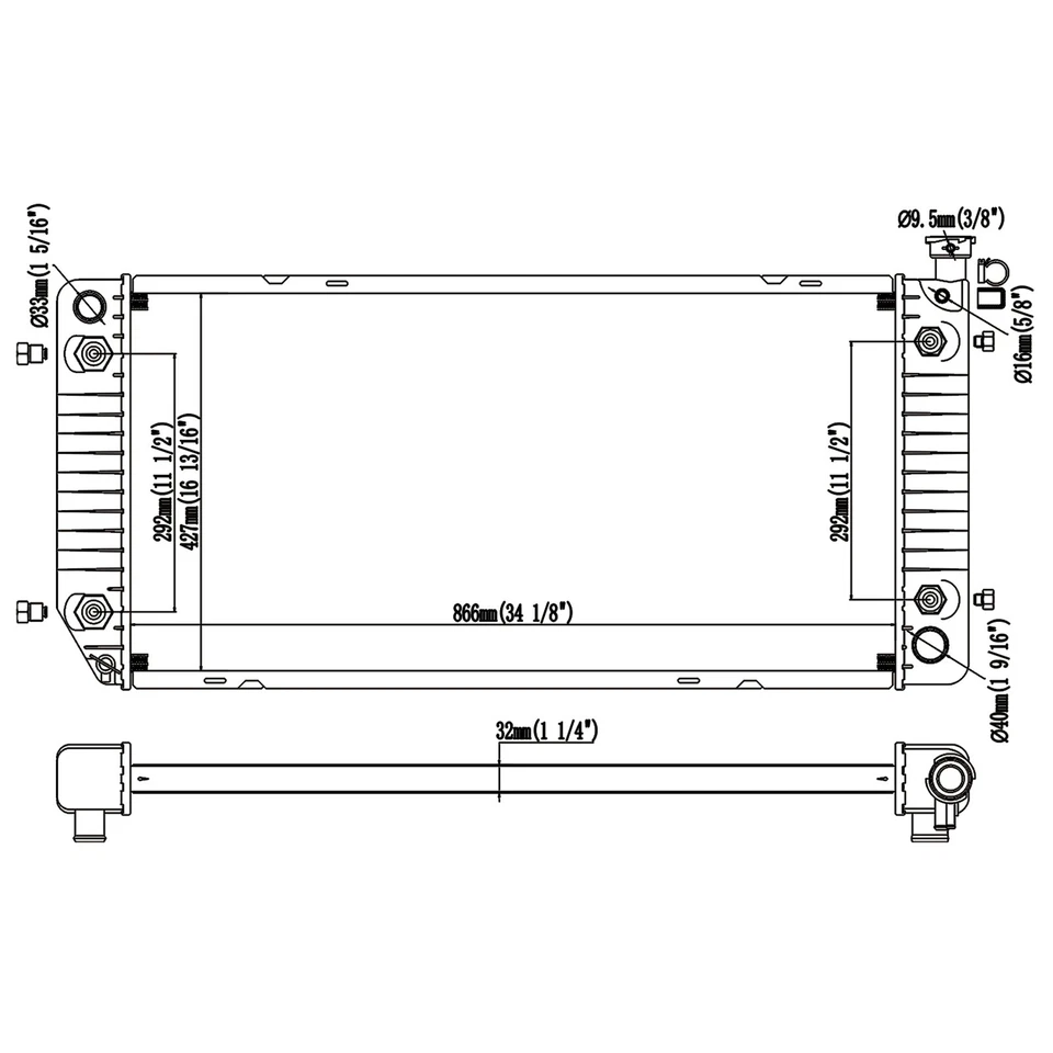 1693 Radiator For Chevrolet Suburban Tahoe Pickup C1500 C2500 Cadillac Escalade Foto 4 de 4