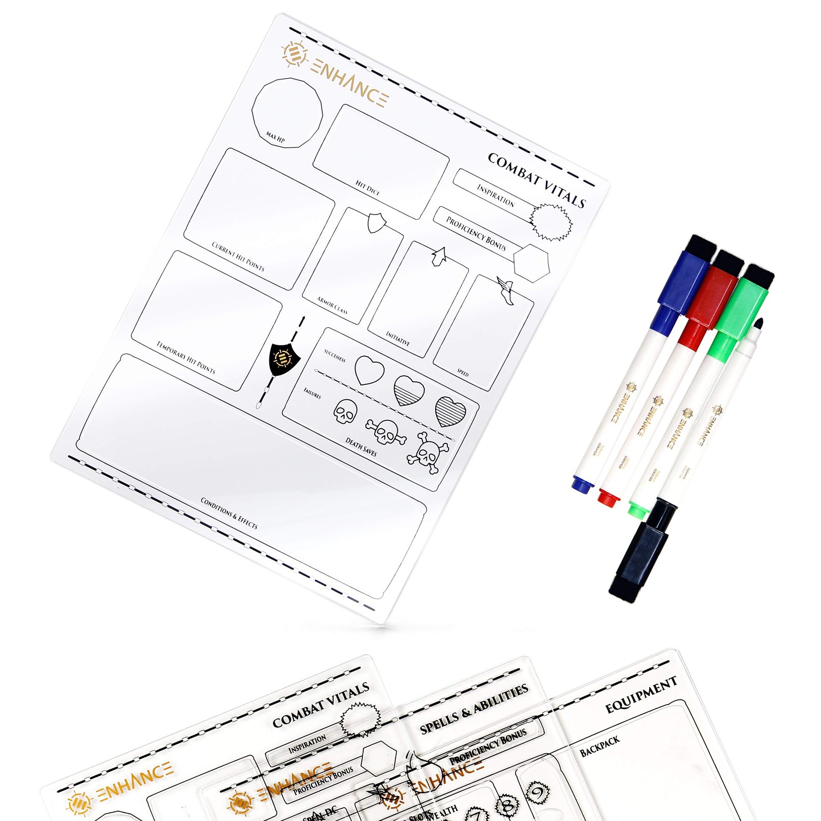 Tabletop Acrylic Character Sheet Set - Reusable 5e Dungeons and Dragons Characte 10390₽