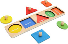 Montessori First Jumbo Knob Wooden Shape Puzzles for Toddlers,Montessori